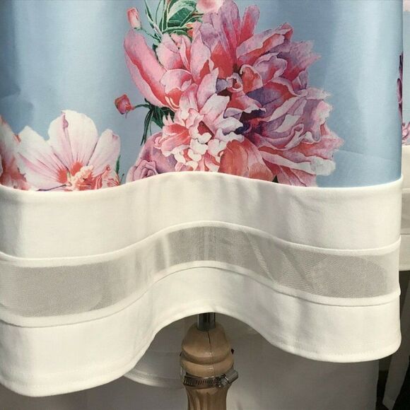 Quiz Womens Off Shoulder Fit & Flare Dress Sz 20 Blue Floral Detailed Hem  NEW - Picture 3 of 8